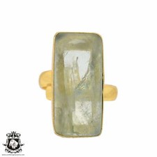 Size 6.5 - Size 8 Adjustable Aquamarine 24K Gold Plated Ring GPR824