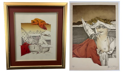 Mario Gordillo (Ecuadorian, b 1940), Two Lithographs, Surrealism - 第 1/10 張圖片