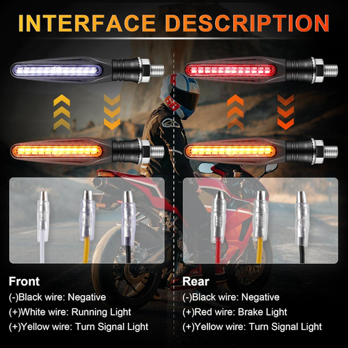 Super Bright 4PCS Motorcycle Indicators Flowing Turn Signal Brake Lights & Dayti - Picture 7 of 7