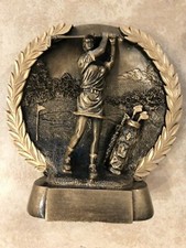 Female Golf Figure High Relief Trophy Plate Award 7 1/2" Tall