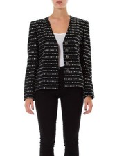 GALANOS Black Silver Metal Studded Vintage Evening Wear 1980s Jacket - Sz: M-L