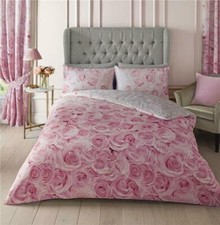 Pink duvet set roses quilt cover pillow cases floral cheap bedding CLEARANCE