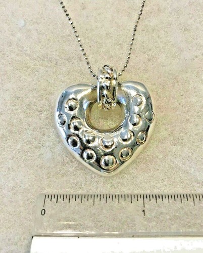Sterling großer strukturierter Herz Anhänger an 18 Zoll Perlenkette - 17,7 Gramm - Bild 7 von 9