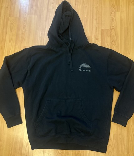 Simms Mens Hoodie Black Medium Sweatshirt Fish Trout Fishing - Picture 3 of 9