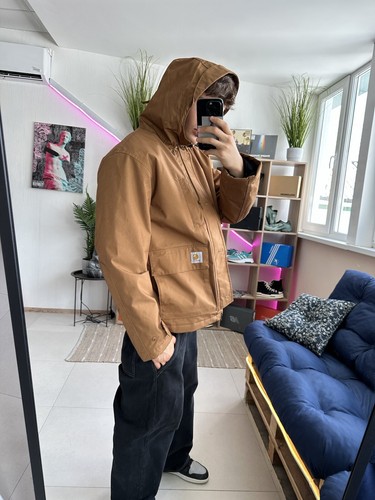 NEW! Carhartt WIP Valley Hooded Jacket Winter Men Brown L - Picture 16 of 16