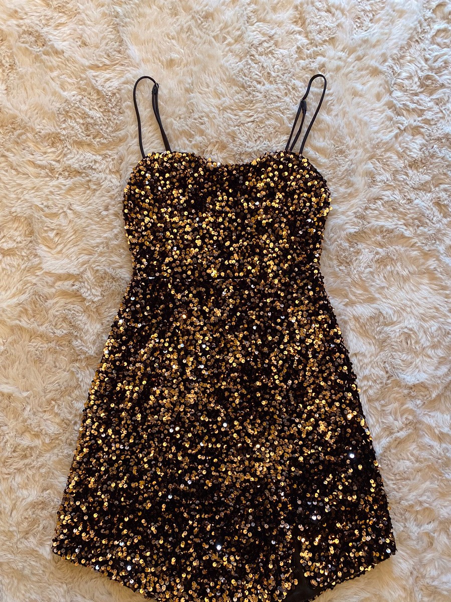 Selfie Leslie SEQUIN DRESS BLACK/BRONZE | eBay
