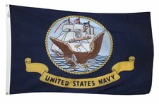 3 x 5 US Navy Anchor Ship Emblem Flag Double Sided Woven Poly Made in USA Clips