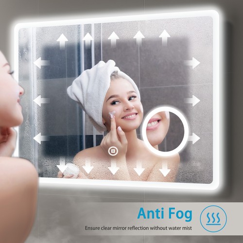 Bathroom Mirror With LED Lights Touch Shaver Socket Demister 3x Magnifying - Picture 6 of 18