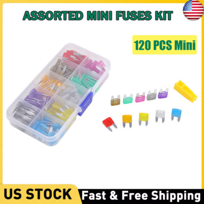 #ad 120Pcs Mini Blade Fuse Assortment Kit Fuses Assorted Set Auto Car Motorcycle SUV $7.00