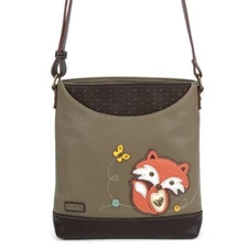 NEW CHALA OLIVE GREEN FOX SWEET MESSENGER CROSSBODY TOTE PURSE FAUX LEATHER