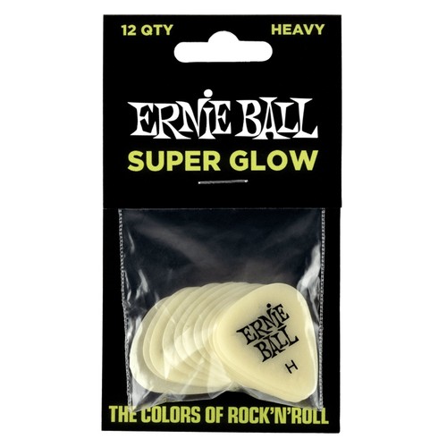 Ernie Ball 9226 Super Glow (Glow in the Dark) Heavy (H) Guitar Picks, 12-Pack - Picture 2 of 3
