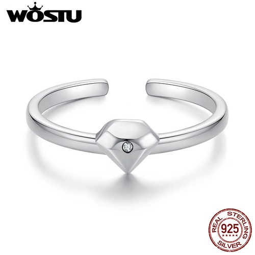 Wostu Exquisite S925 Sterling Silver Diamond-shape CZ Ring Women Gifts Jewelry - Picture 1 of 17