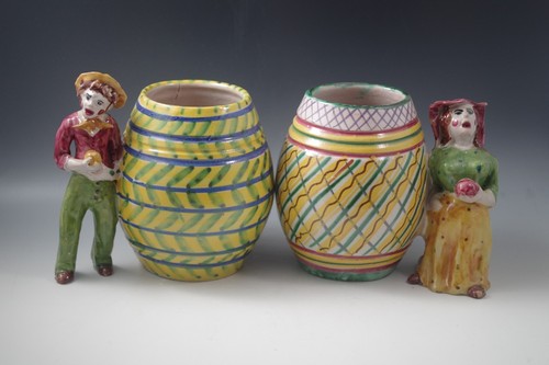 1940's VIETRI ICS ITALY POTTERY MAJOLICA SET OF FIGURAL VASES FOLK ART - Picture 6 of 11