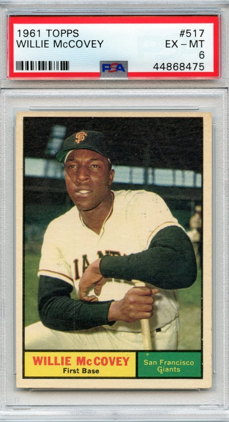 Deal for 1961 TOPPS WILLIE MCCOVEY #517 GIANTS PSA 6 EX-MT - 2ND YEAR CARD