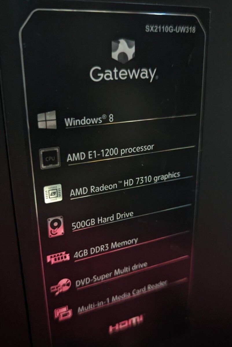 Gateway SX2110G-UW318 CLEAN INSTALL WINDOWS 10 PRO Desktop Gateway SX2110G-UW318 CLEAN INSTALL WINDOWS 10 PRO Desktop