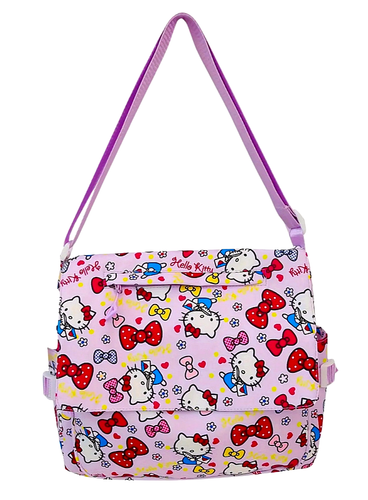 Hello Kitty Campus Messenger Bag Purple Cartoon Logo Flap JK School Travel Bag - Picture 17 of 20