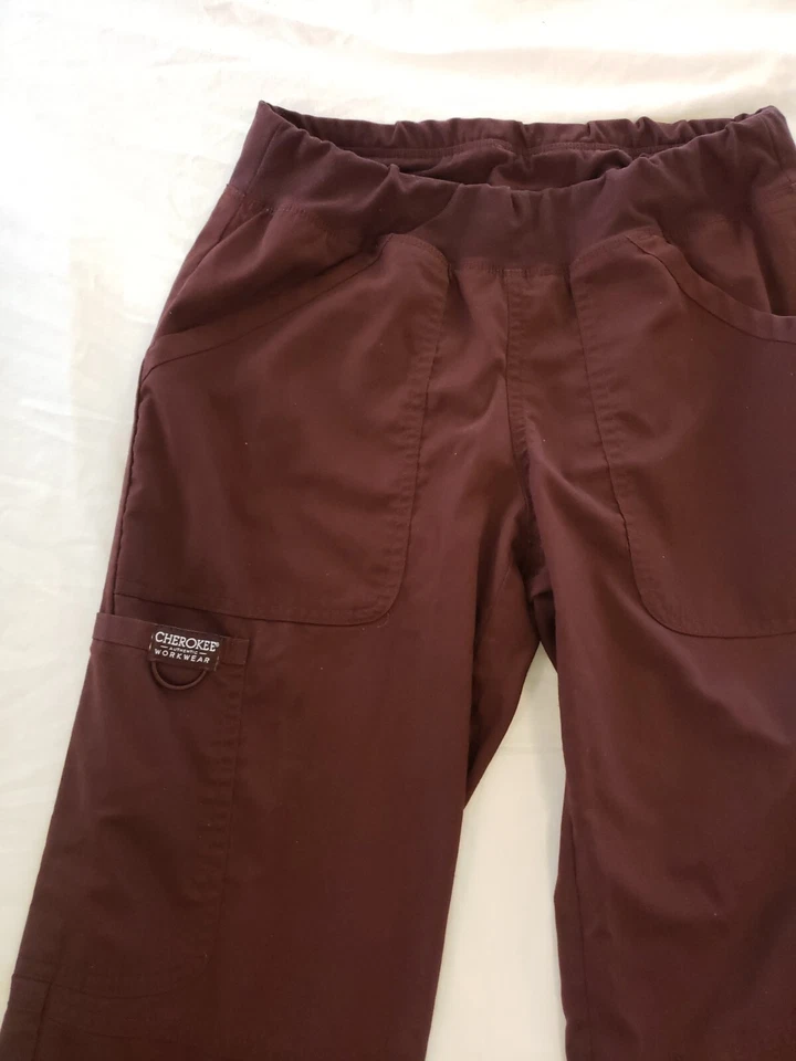 Cherokee Workwear Scrubs Mid Rise Pull-On Petite Pant WW110P ESP Espresso XS  - Image 2 of 4