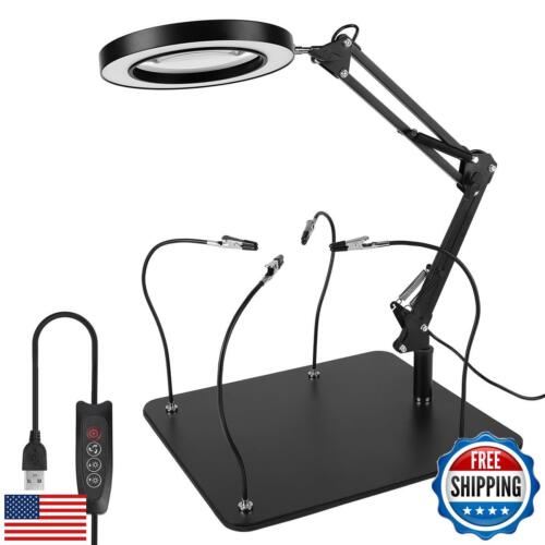Sanfant Helping Hands Soldering Station Tool Magnetic with 10X Magnifying Gla