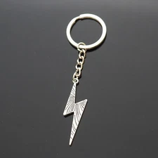 Lightning Bolt Electric Shock Silver Pendant Charm Keychain Key Chain Love Gift