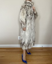 Real White Polar Fox Fur Coat, Full Length, Very Light