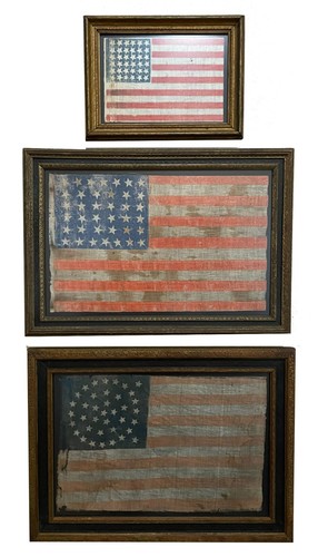 RARE 1876 ANTIQUE 39 Medallion Star American Parade Flag Folk Art post Civil War - Picture 18 of 20