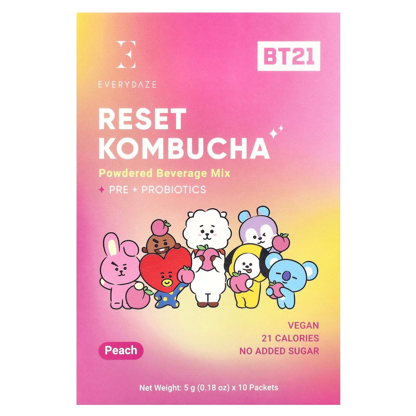 Чайный гриб Ресет порошкообразная смесь для напитков Персик 10 пакетиков по 018 унции 5 г каждый 2090₽