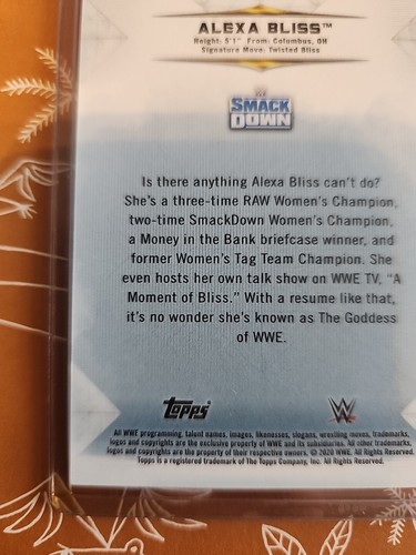Wwe Undisputed Alexa Bliss Green (1/50) First Off Line Smack Down Number 1 - Picture 8 of 10
