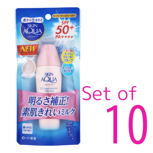 Rohto SKIN AQUA Super Moisture Milk Pink 40ml LSF50+ PA++++UV Sonnencreme ×10 - Bild 1 von 9
