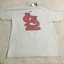 VINTAGE St Louis Cardinals Shirt Mens Large Gray Baseball Majestic USA 90s