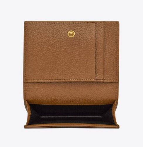 YSL CASSANDRE SHADOW SAINT LAURENT BUSINESS CARD CASE IN GRAINED LEATHER FOX COL - Picture 5 of 12