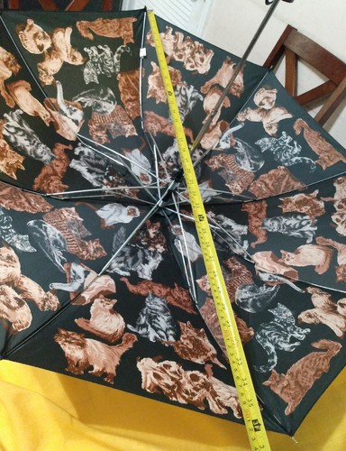 Shaw 36" Umbrella "Cats" Smithsonian Catalogue~ Automatic~ Black~ Vintage ~EUC - Picture 2 of 14