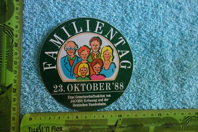 Alter Aufkleber Nahrung Genuss Kaffee Café JACOBS Deutsche Bahn Familientag 1988