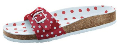 NEU LACKSYNTHETIK BIO PANTOLETTE FUSSBETT TUPFEN GR.40 BIOSTEP rot weiss *746688