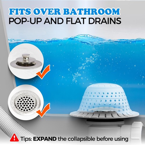 Silicone Bathtub Drain Hair Catcher 3 Pack for Shower Sink and Tub - 第 3/6 張圖片