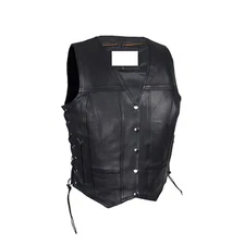 ladies womens solid soft leather biker motorcycle vest black concealed carry 