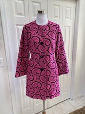 Venus Pink Black Paisley Damask Bell Sleeve Asymmetrical Hem Trench 8 Nwot