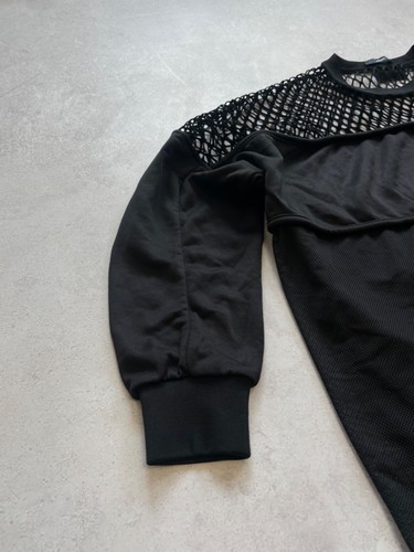 Diesel Black Designer Mesh Sweatshirt Avant Garde Y2K Women's L - Picture 8 of 16