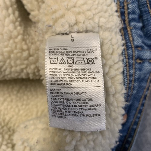 Chaqueta vaquera antigua azul marino para mujer L azul Sherpa forrada camionero occidental cálida - Imagen 5 de 13