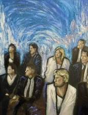 original Art signed suits business people office people on canvas