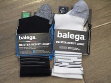 BALEGA 2-PAIRS BLISTER RESIST LIGHT BLACK/WHITE MINI CREW SOCKS SIZE SMALL NEW