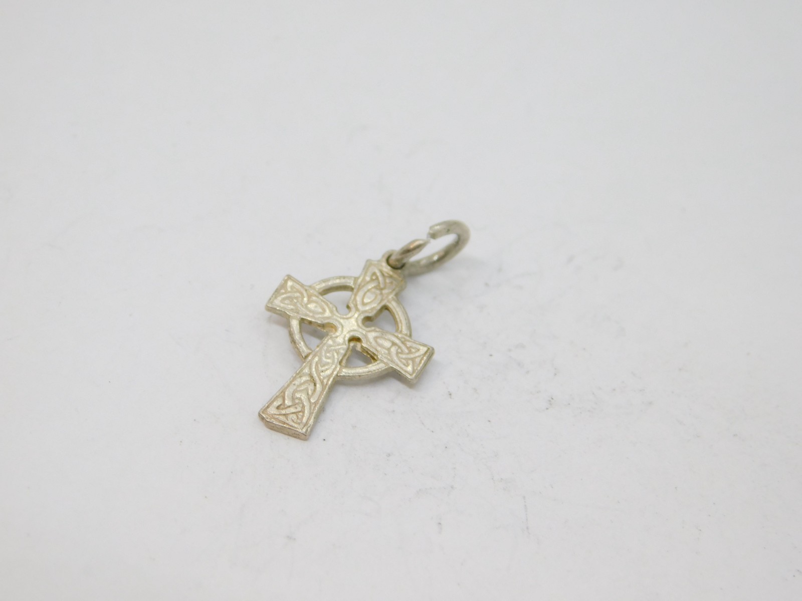 Sterling Silver Patterned Celtic Cross Charm Pend… - image 3