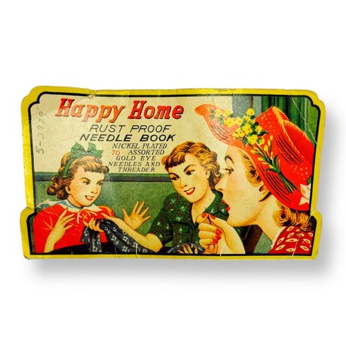 Happy Home Needle Book Rust Proof Nickel Plated Golden Eye 1940s Sewing Ephemera - Picture 4 of 5