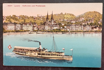 vtg postcard Luzern Hofkirche promenade Switzerland
