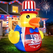 4FT 4th of July Inflatables Outdoor Decorations, Patriotic Blow Up Inflatable Du