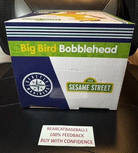 (Box NOT Perfect) SEATTLE MARINERS BIG BIRD SESAME STREET BOBBLEHEAD 7-21-25 NIB - Picture 2 of 17