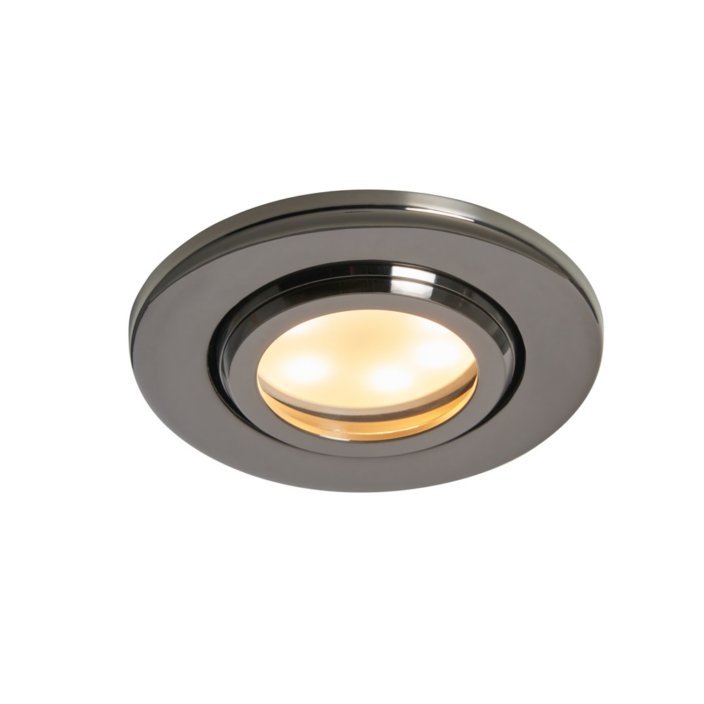 Litecraft Marlowe Fire Rated Tilt Round IP65 Recessed Downlight - Black Chrome