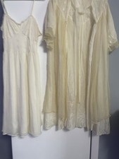 Vintage 1940-60  Cream Kayser Chiffon Peignoir Set Sz Small