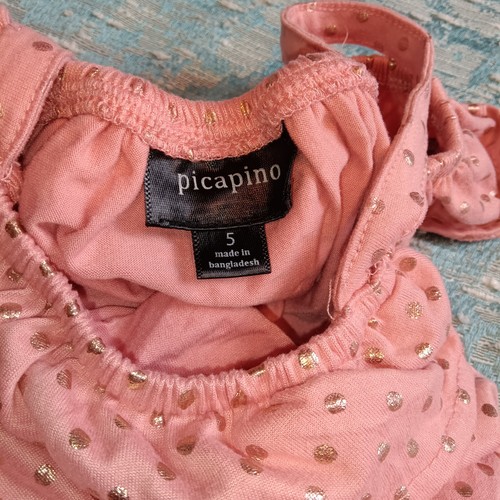 Picapino Romper Girls Size 5 Floral Bow Back Ruffle Polka Dot Summer Playsuits - Picture 13 of 14