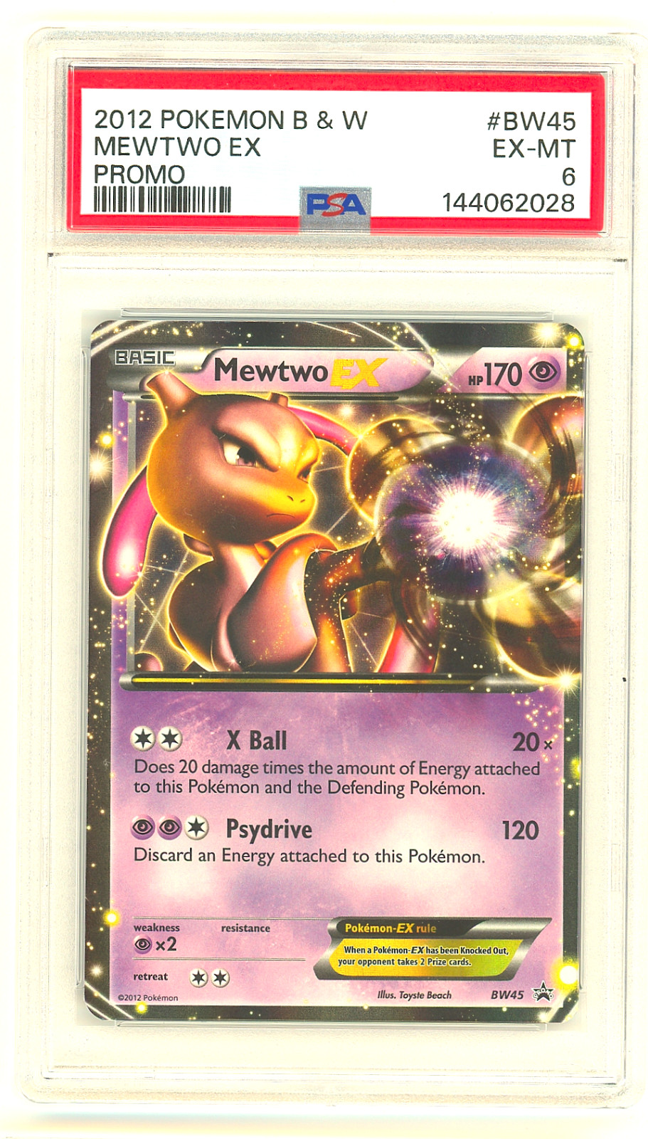 2012 POKEMON B&W MEWTWO EX PROMO #BW45 PSA 6 FRESHLY GRADED