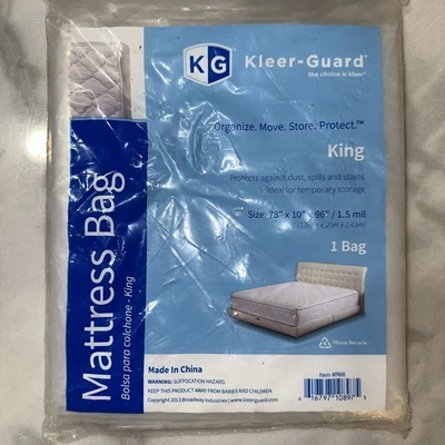 Kleer-Guard Mattress Bag King Clear 1.5 Mil Plastic Moving Storage - Image 1 of 4